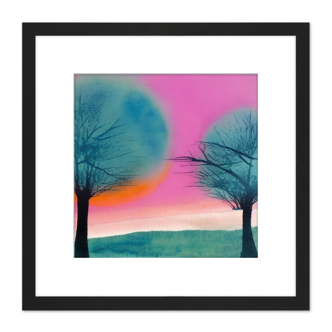 Abstract Sunset Tree Landscape Watercolour - Single Picture Frame Print