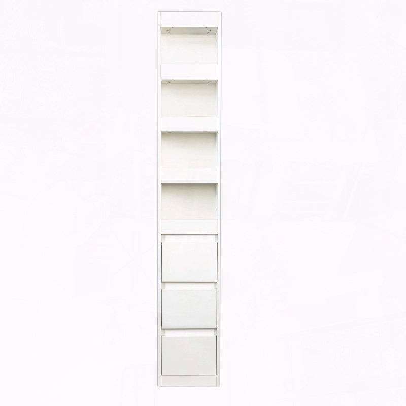 Armoire de rangement haute avec 3 tiroirs et 4 petites tablettes, Blanc