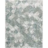 Aybek Geometric Blue/Green/Ivory Area Rug