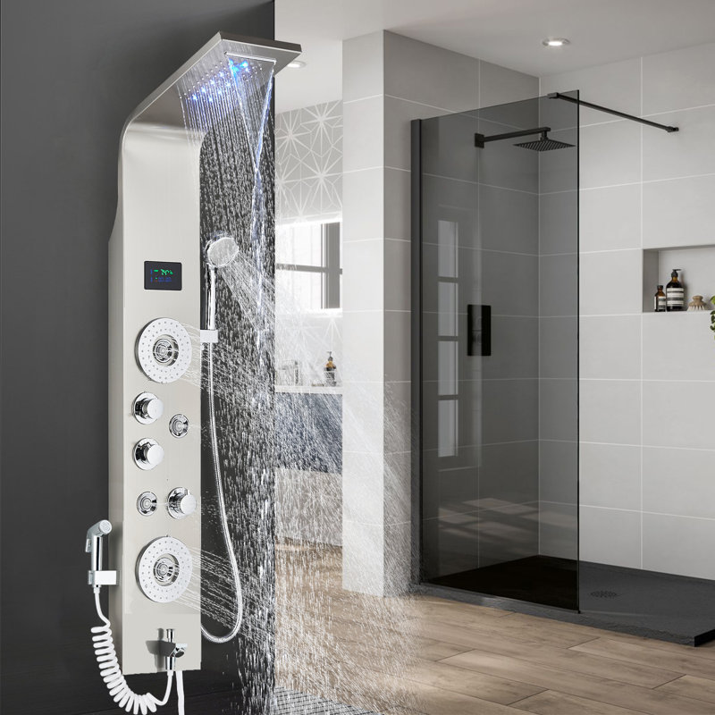 Panneau de douche 50,39 po avec pomme de douche fixe
