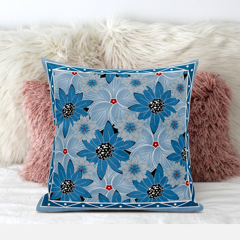 Coussin 20 x 20, Gris / bleu floral