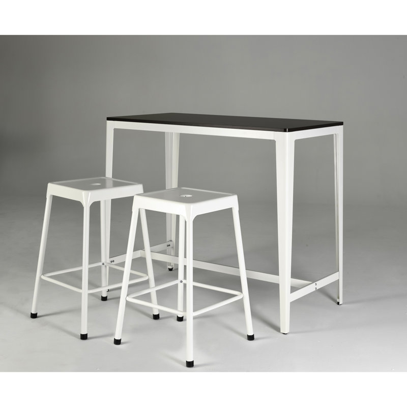 Tabouret de comptoir en métal 2 places, finition thermolaquée blanche, protège les planchers revêtus 2, assise moderne