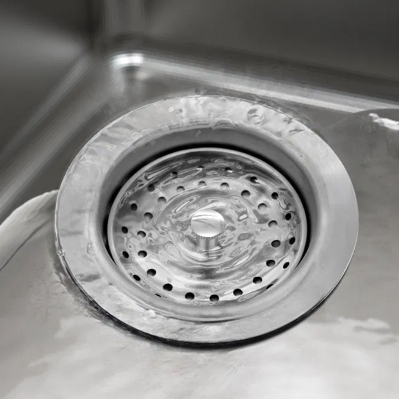 Ensemble de drain d'évier de cuisine, crépine d'évier en acier inoxydable et bouchon avec panier amovible et joint en caoutchouc, convient à une ouverture de 3 1/2 po et à un tuyau de 1-1 / 2 po - Finition nickel brossé - Certifié cUPC