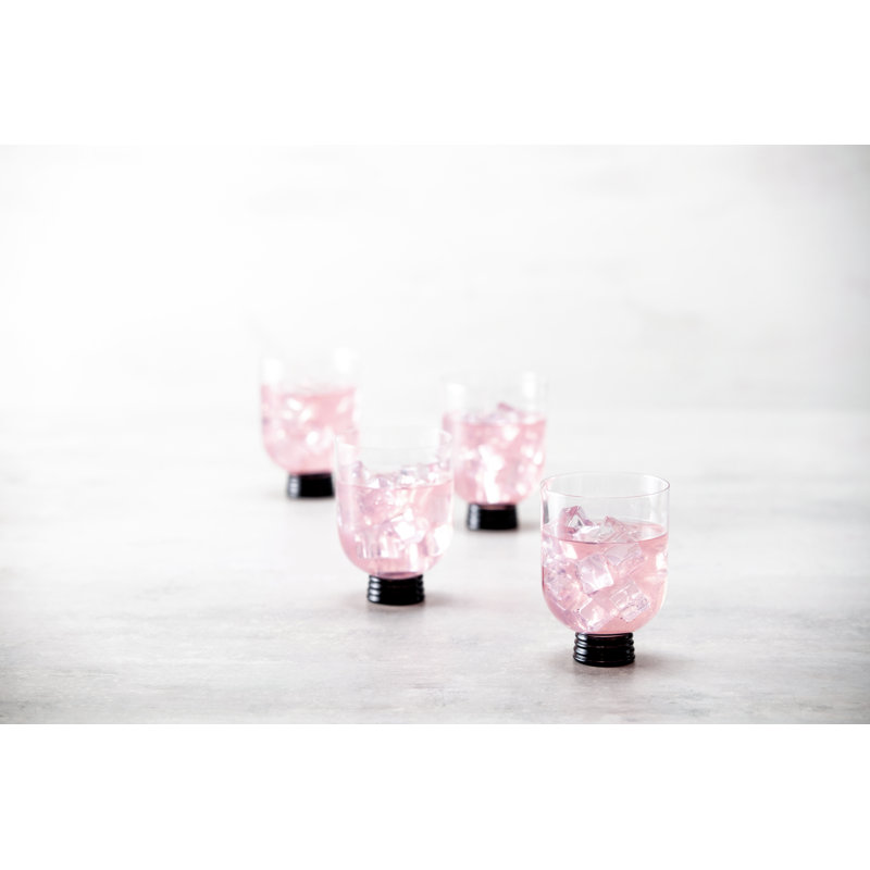 Trevi 17.6oz Clear Glassware Set with Black Base, Set of 4