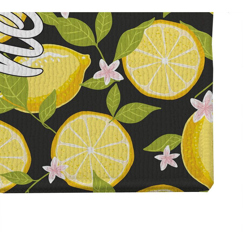 Lemons Hello Sunshine Outdoor Doormat, 17" W x 24" L, Charcoal
