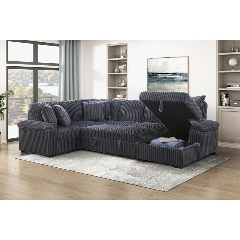 Mobilier de salon rembourré en velours côtelé 3 pièces, Velours côtelé gris foncé