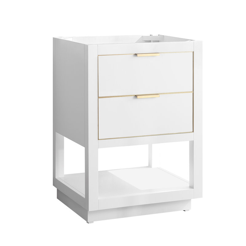 Allie 24'' W Single Bathroom Vanity Base, White/Matte Gold
