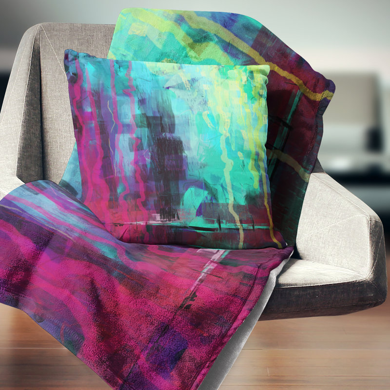 Abstrait numérique - coussin imprimé abstrait, 18 po x 18 po, Coussin décoratif