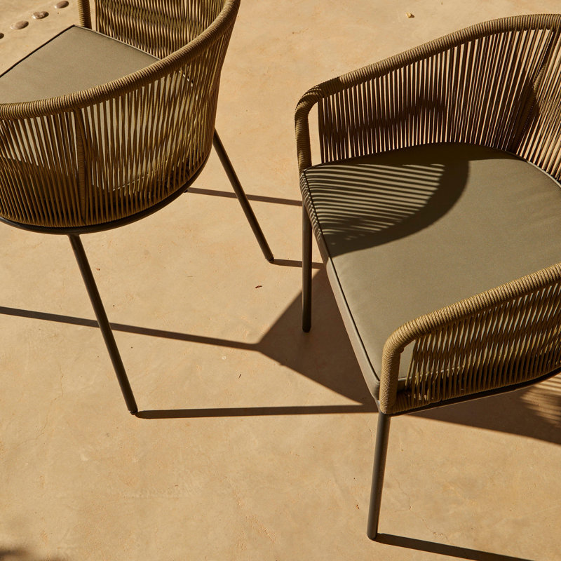 Fabiano Patio Dining Armchair with Cushion, Green