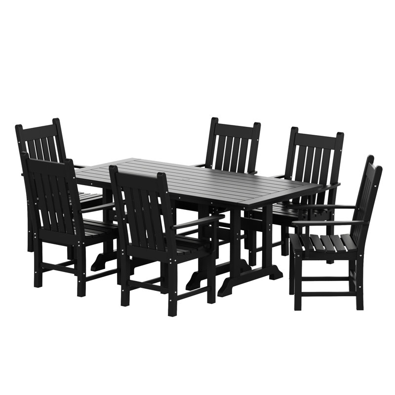 Ensemble de salle à manger rectangulaire pour 6 personnes 71 po Laguna, Noir