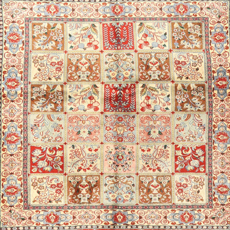 Tapis beige/gris/rouge traditionnel Corvi, Carré 4 pi