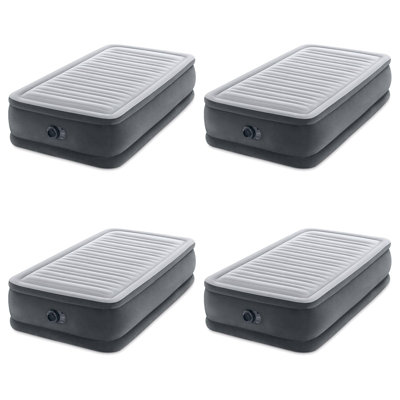 Intex Dura Beam Comfort Plus Airbed Mattress w/ Built-In Pump, Twin Size, 4 Pack by Intex