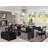 Mackenzye 6 Pieces Extendable Dining Set Includes a Rectangle Xtenczar Table, 1 Coffee Table, 2 Polyester Fabric Stackable Dining Chairs and 2 Modern Benches - (Finish Option)-1639290836-1639290834-1639290835