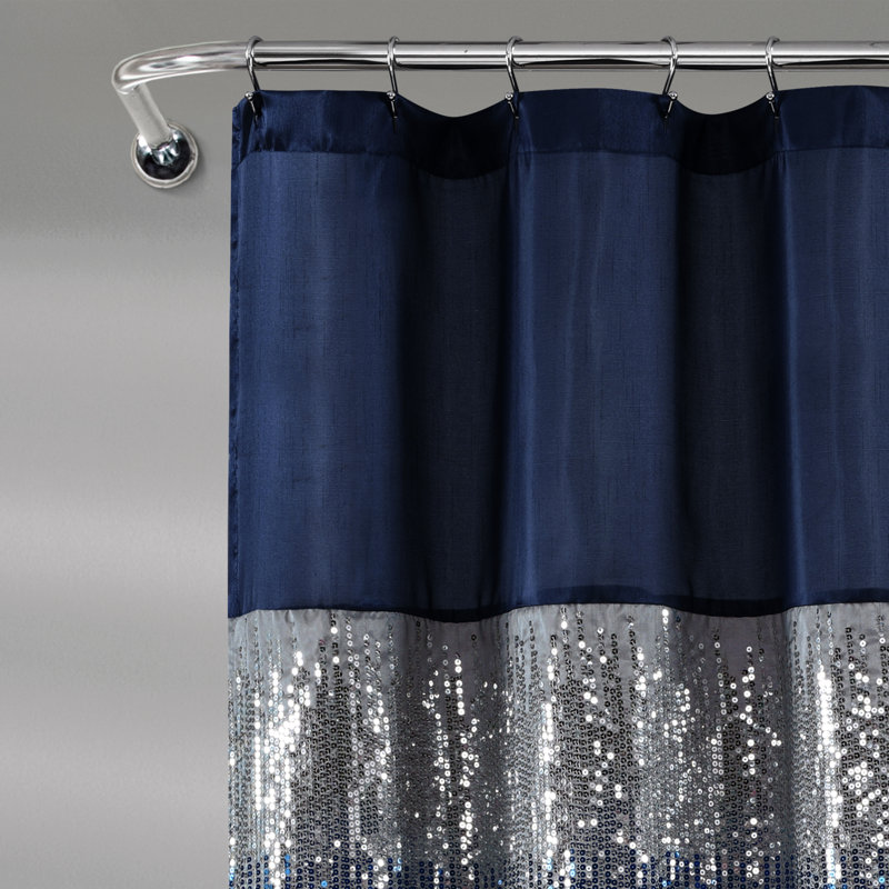 Pruneda Polyester Shower Curtain, 183cm W x 213cm L, Navy/White