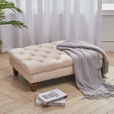 90 cm W Velvet Tufted Rectangle Ottoman