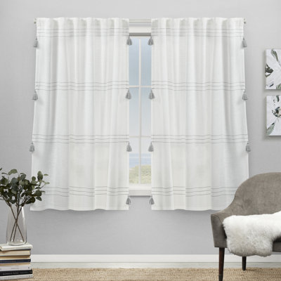 Kumsal Striped Semi-Sheer Rod Pocket Curtain Panels
