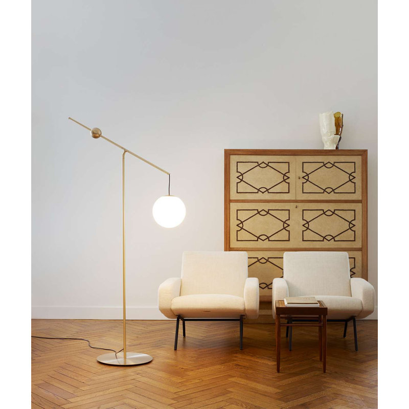 Malamata 59" Novelty Floor Lamp, Brushed Brass