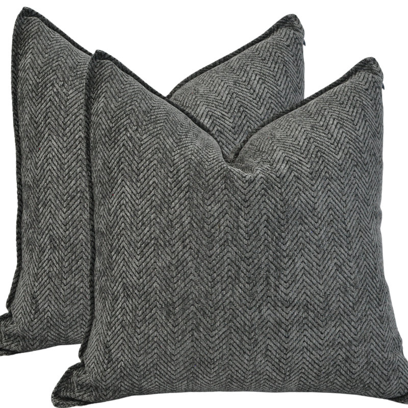 Chevron Throw Pillow Covers Soft Chenille Cushion Pillowcases, 20" H x 20" W, Gray, Polyfill