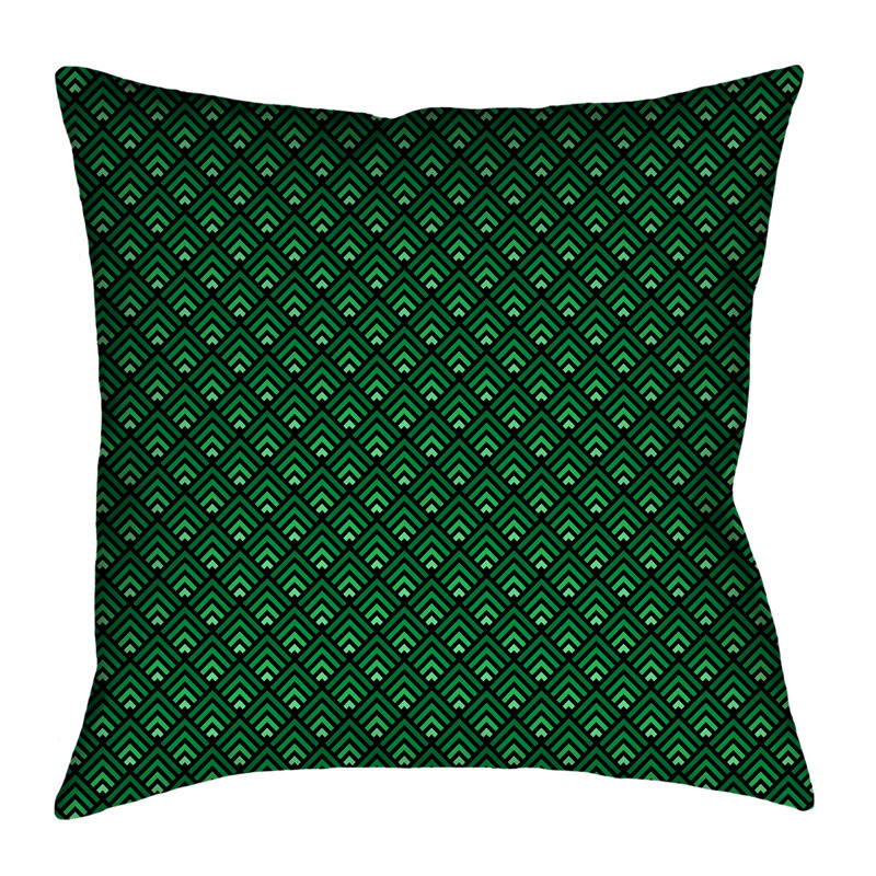 Coussin Katelyn Elizabeth, 14 po x 14 po, Noir/vert, Sergé de coton