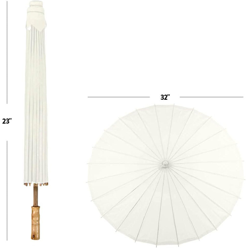Ensemble de 4 parasols en papier ivoire Koyal Wholesale, Ivoire ivoire