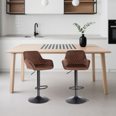 Swivel Upholstered and Velvet Adjustable Height Bar Stool
