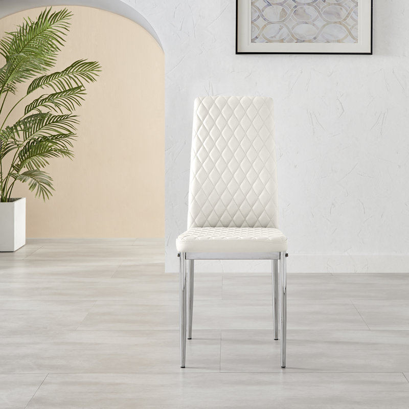 Renato 120Cm High Gloss Extending Dining Table And 4 White Eubanks Chairs, White/Silver