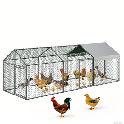 Poulailler en métal 120 * 40 * 40/160 * 40 * 40 pouces, poulailler robuste avec 3 portes et housse anti-UV, enclos de poulailler portatif pour l'extérieur
