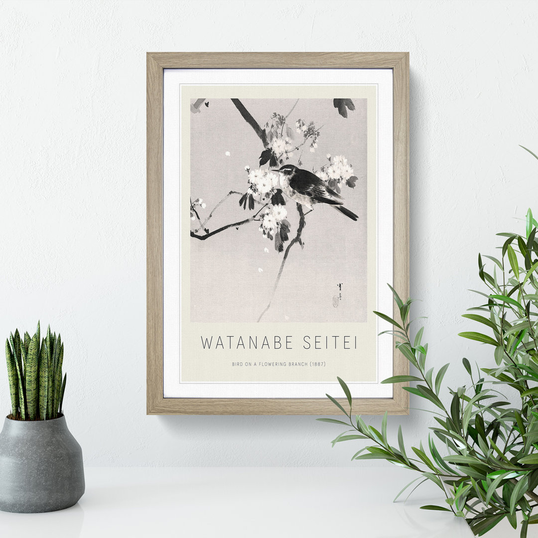Bird on a Flowering Branch by Watanabe Seitei - Picture Frame Graphic Art