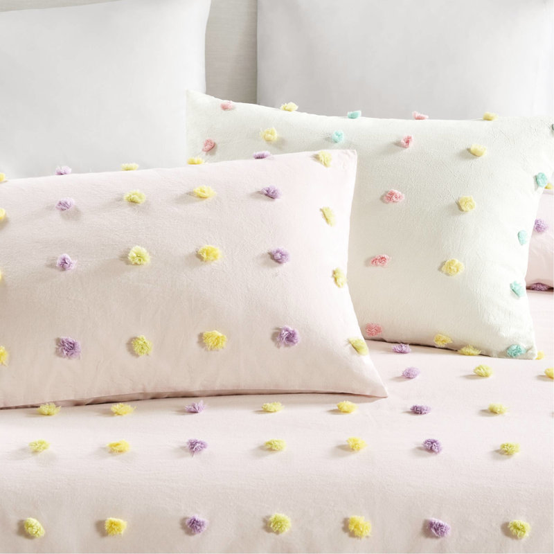 4 pièces d'édredon en coton rose pour lit simple / simple TG, Édredon simple + 3 pièces supplémentaires
