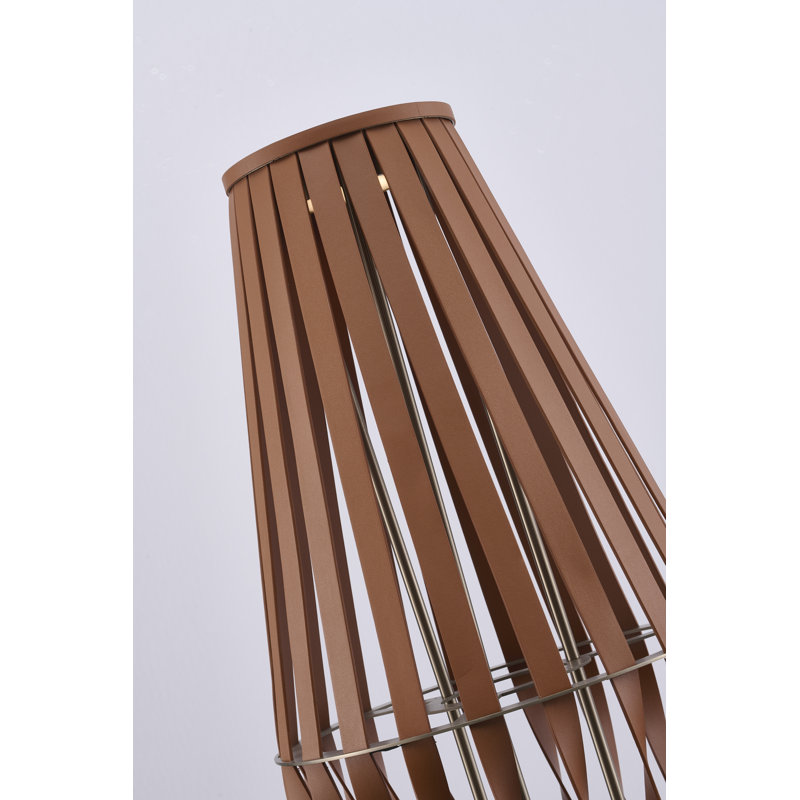 Transitional 3 Light LED Leather Floor Lamp