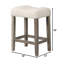 Table de salle à manger 5 pièces pour comptoir, table carrée en chêne 36 pouces avec 4 tabourets en mélange de lin, style Mid-Century moderne, 4 places, finition bois grain foncé, bois franc d'ingénierie transitionnel de 36 pouces de hauteur, assemblage facile
