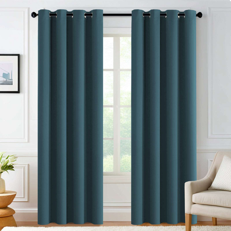 Curtains for Bedroom/Living Room 2 Panels Set - Thermal Insulated Room Darkening Grommet Top Curtains, Dark Teal