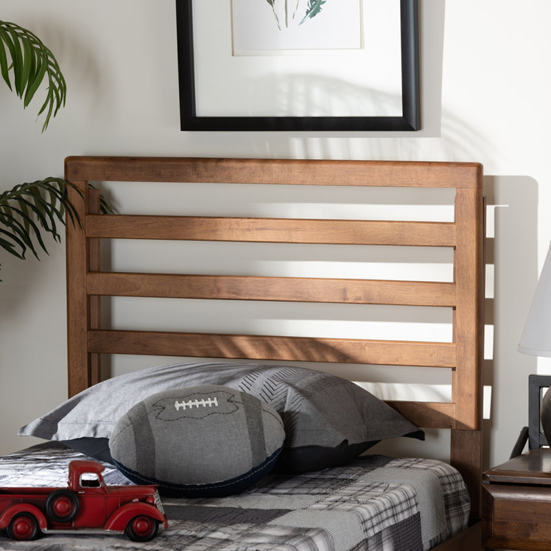 Ash Walnut Wood Twin Size Slatted Headboard