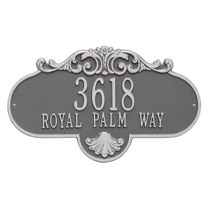 Rochelle 2-Line Wall Address Plaque, Pewter and Silver, Yes