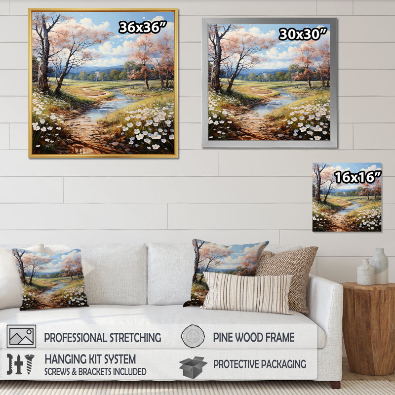 Dogwood Field Pointillism Collage II - impression, H 16 po x l 16 po x P 1 po, Toile tendue