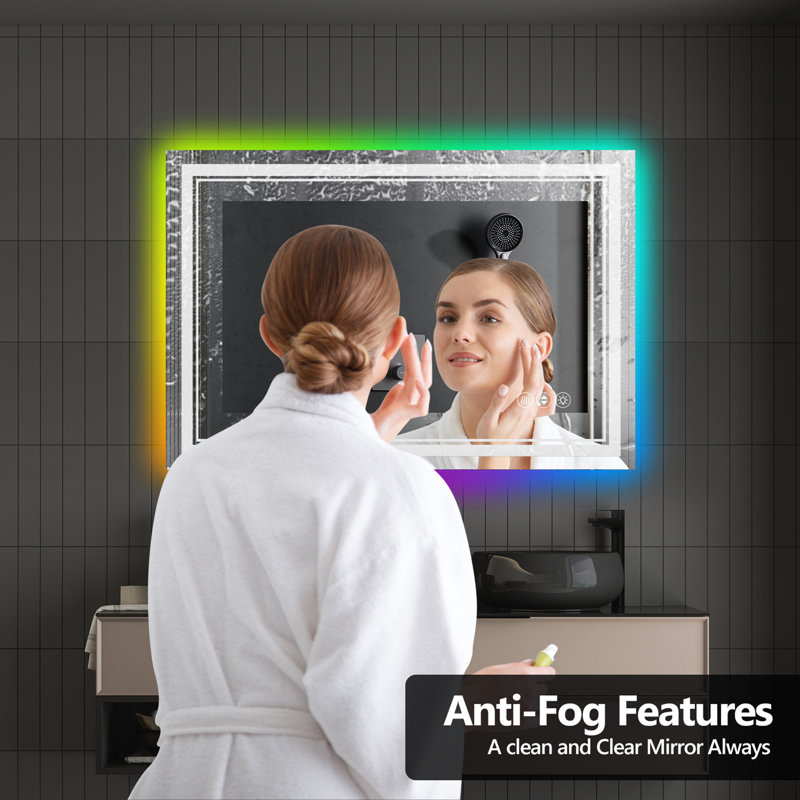 Miroir de salle de bain sans cadre à DEL, miroir intelligent, 30 po x 36 po