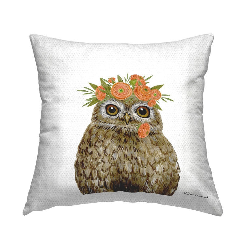 Coussin Owl & Rose Garland