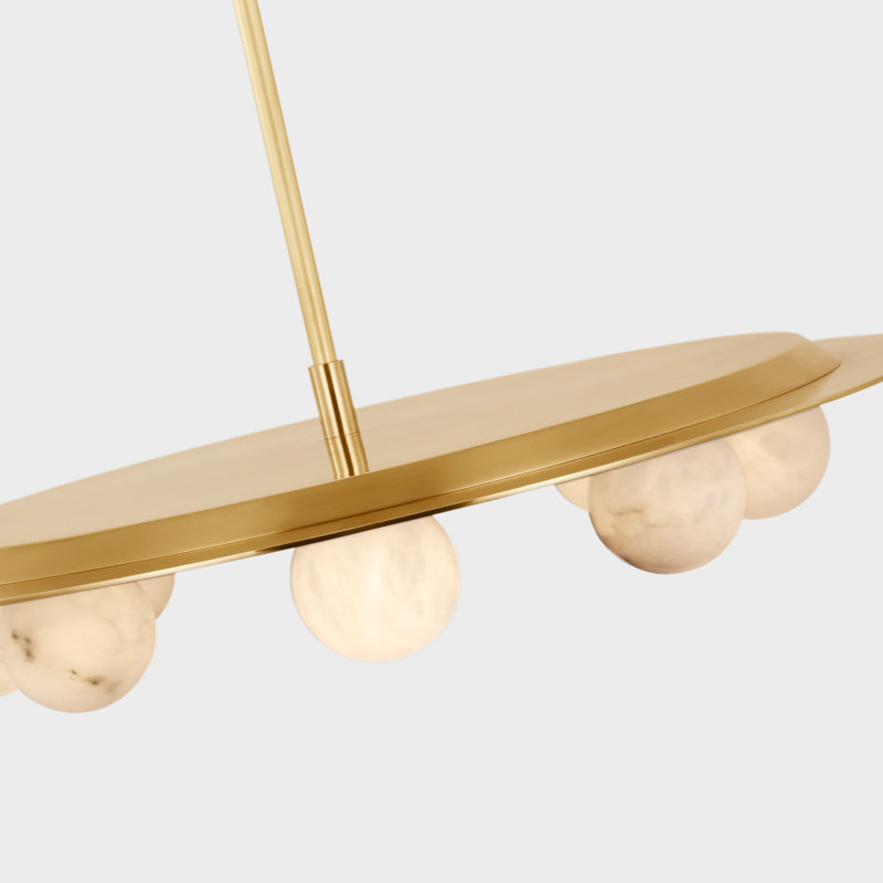 Pertica 8 - Light LED Chandelier, Mirrored Antique Brass