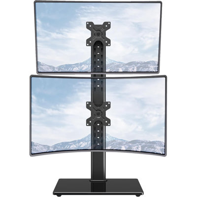 MOUNTUP Vertical Dual Monitor Stand, Stack Two Screens Up To 32 Inches,17.6 Lbs, Free-Standing Monitor Desk Mount, Monitor Riser With Swivel, Tilt, Height Adjustable, VESA Stand 100 X 100Mm, 75 X 75Mm