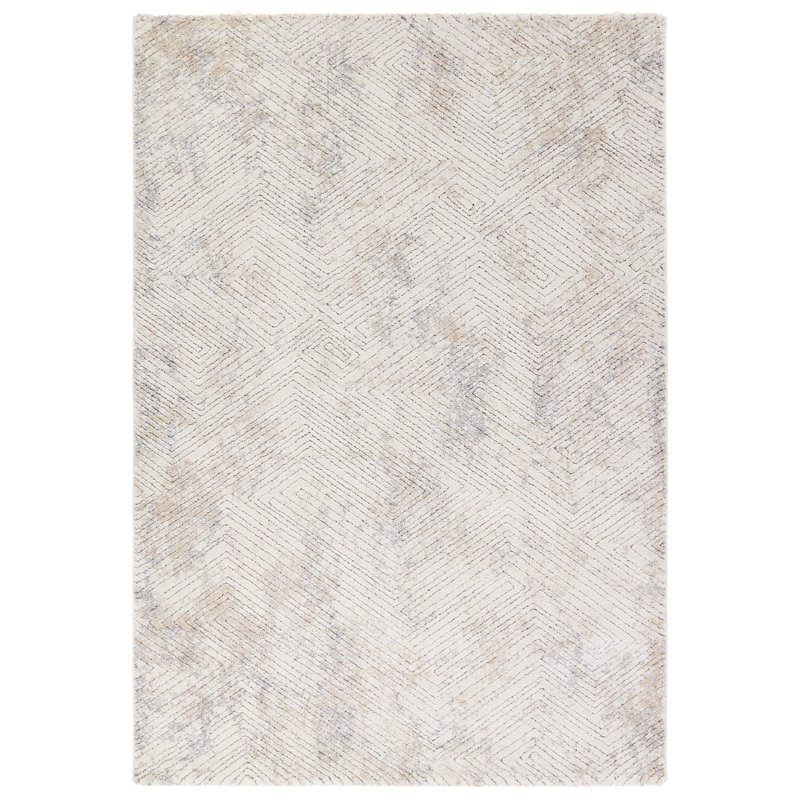 Rufta Geometric Ivory/Tan Area Rug (5'X7'6"), Rectangle 5' x 7'6"