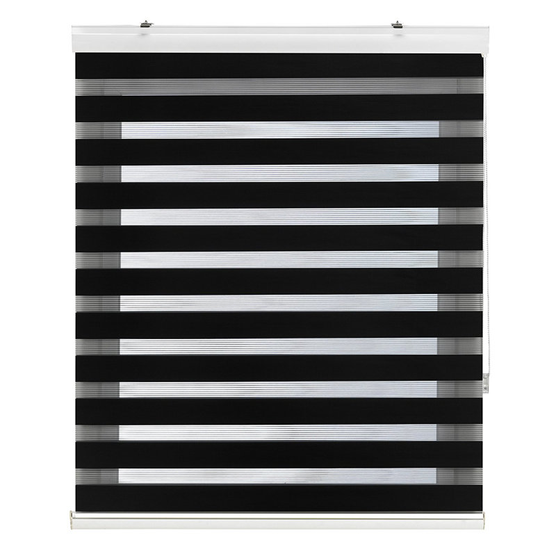 Semi Sheer Zebra Shades, Black, 250 cm L x 105 cm W