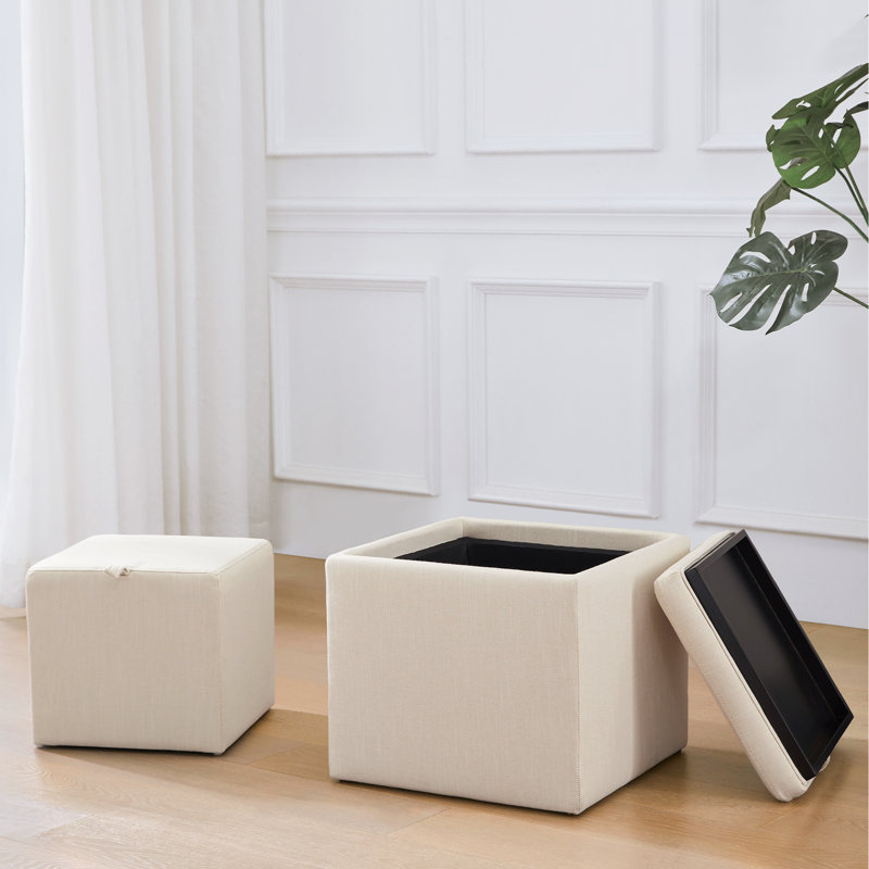 Ensemble de repose-pieds avec rangement Costner, Beige
