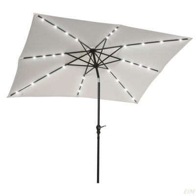 Solar Umbrella, LED Lighted Patio Umbrella For Table Or Base With Tilt & Crank, Outdoor Umbrella For Garden, Deck, Backyard, Pool, Beach(Patio Umbrella)