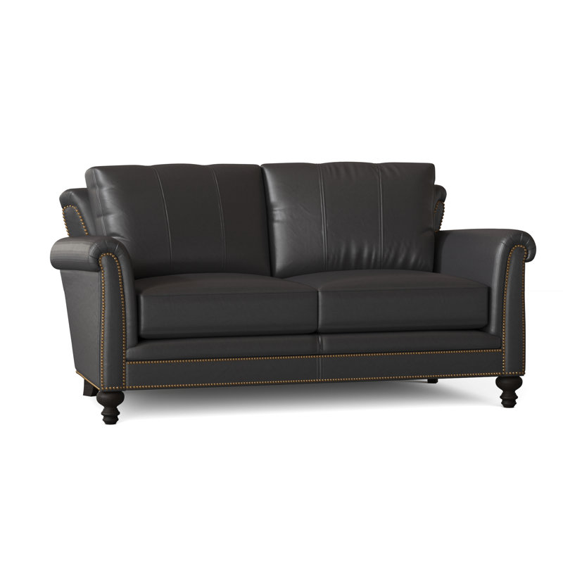 Richardson Loveseat, French Natural, Cobblestone, Outsider Raven Genuine Leather
