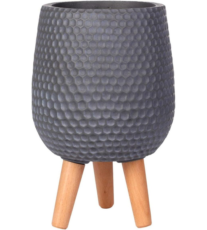 Honeycomb Style Egg Planter with Feet, 34cm H x 22cm W x 22cm D, Dark Grey