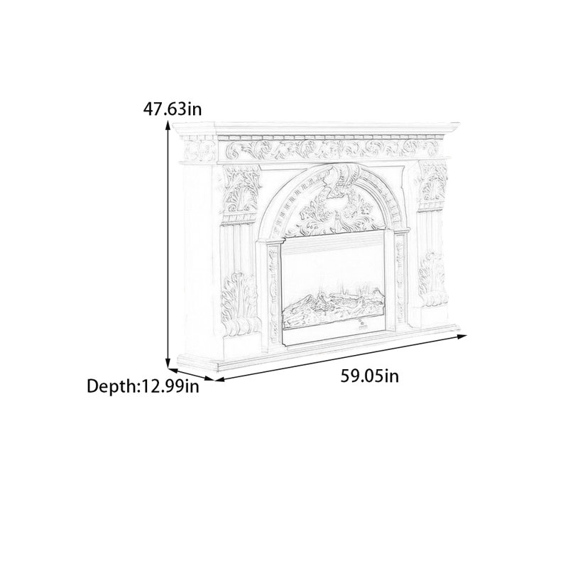 Foyer sculpté rétro moderne et simple, H 47,63 po x l 59,05 po x P 12,99 po, Blanc