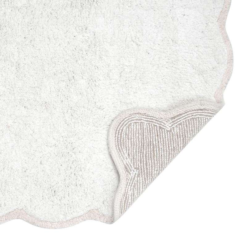 Ebern Designs Home Whitman Cotton Bath Rug, Single - 24" L x 17" W, White