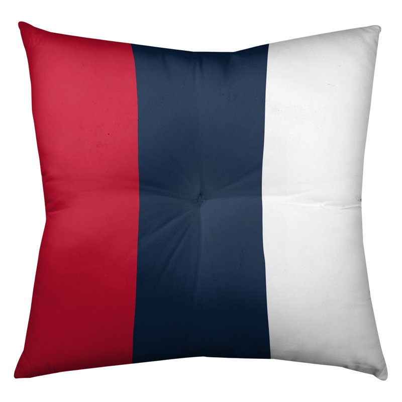  Tufted Floor Pillow, 26" x 26", White Side/Navy Mid