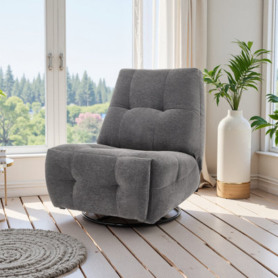  Fauteuil inclinable électrique oscillant pivotant en tissu souple de 32,3 po de largeur avec deux ports de charge