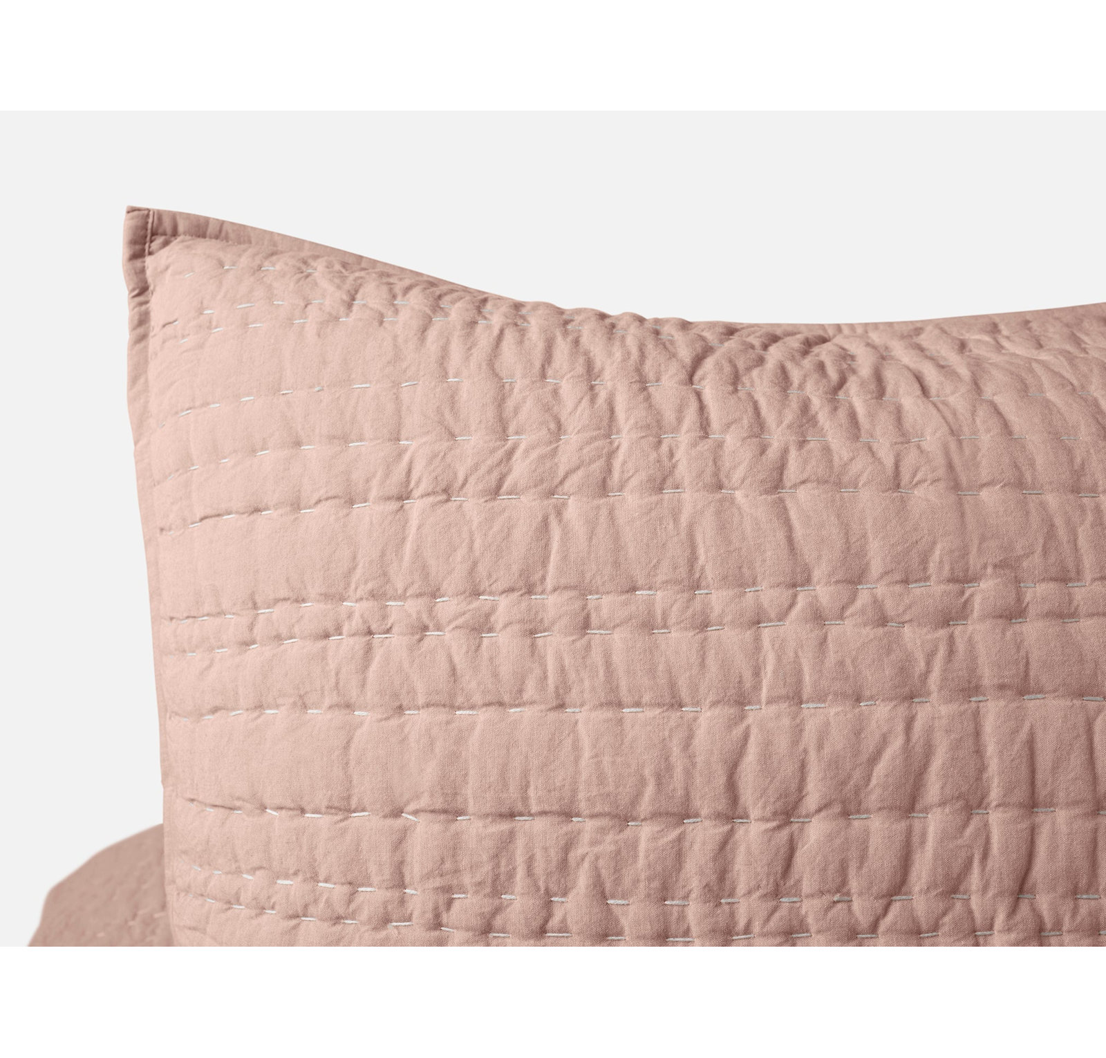 Channel Handstitched Organic Cotton Shams, Praline Chambray